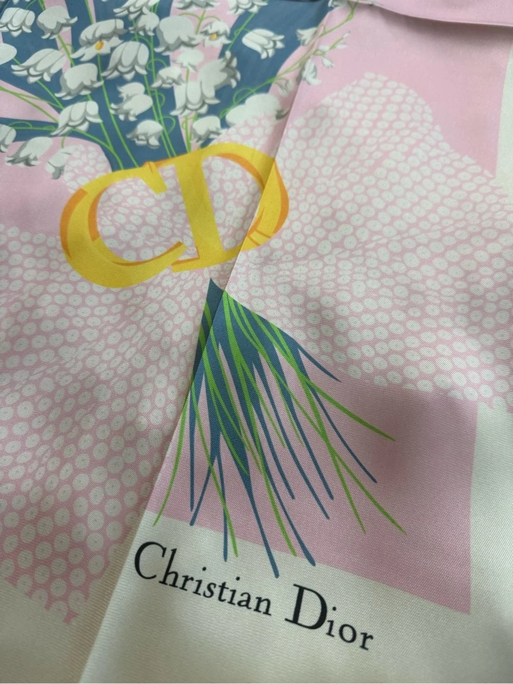 Dior Silk Scarf Muguet Lily of the Valley NWT no Box 100% Silk